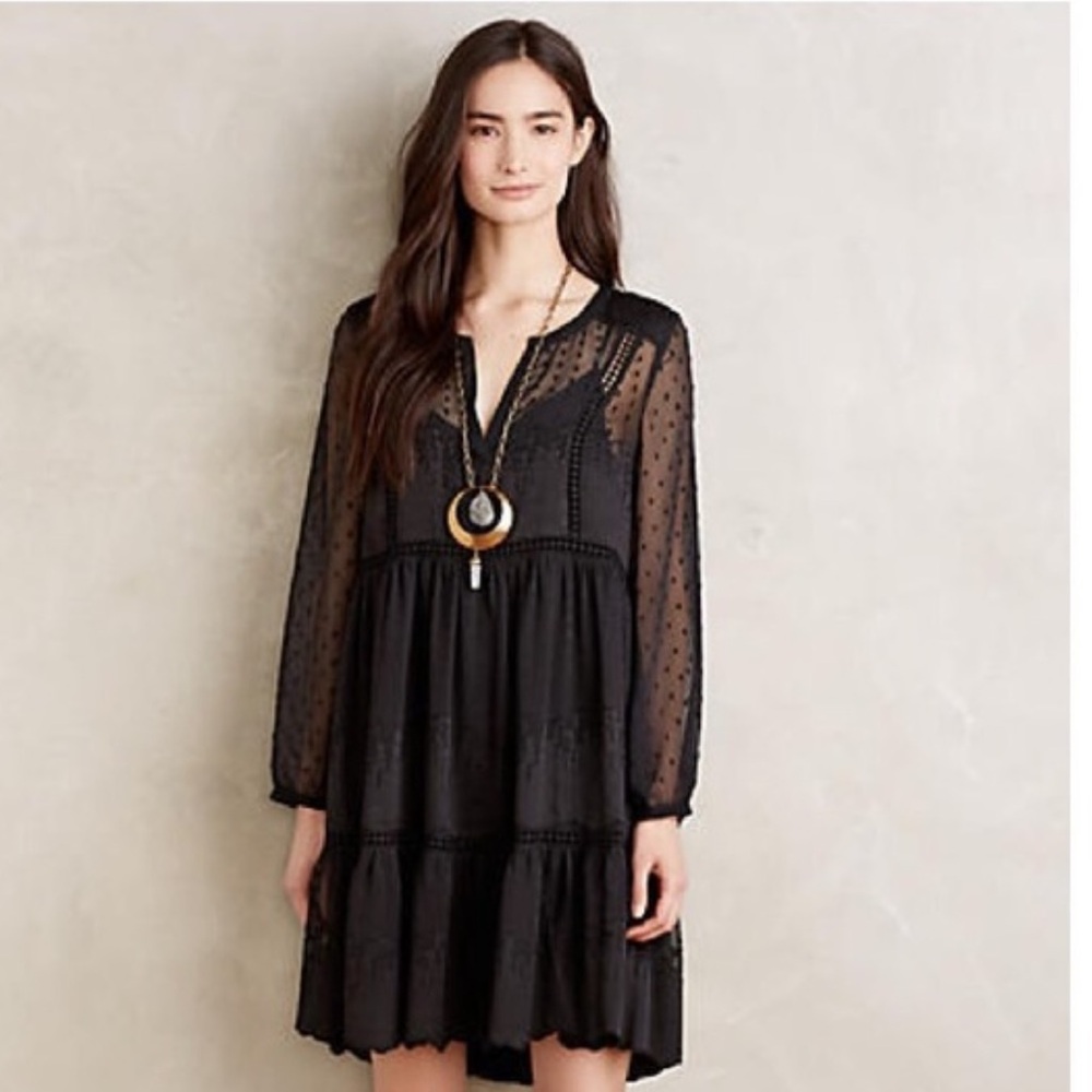 Anthropologie Costa Maya Black Sheer Dress by Costa Maya